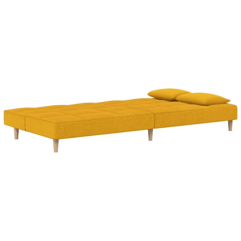 Divano Letto a 2 Posti con 2 Cuscini-Sofa Letto 2 Posti-Daybed Giallo in Tessuto 706069