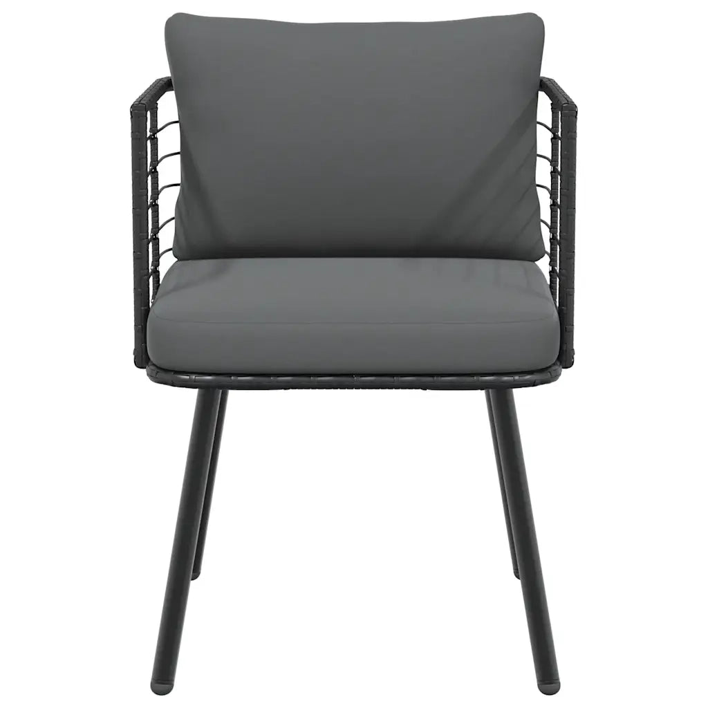 Sedie da Giardino con Cuscini 2 pz Nere in Polyrattan 3328656