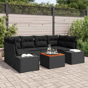 Set Divano da Giardino con archiviazione 7 pcs Nero polyrattan