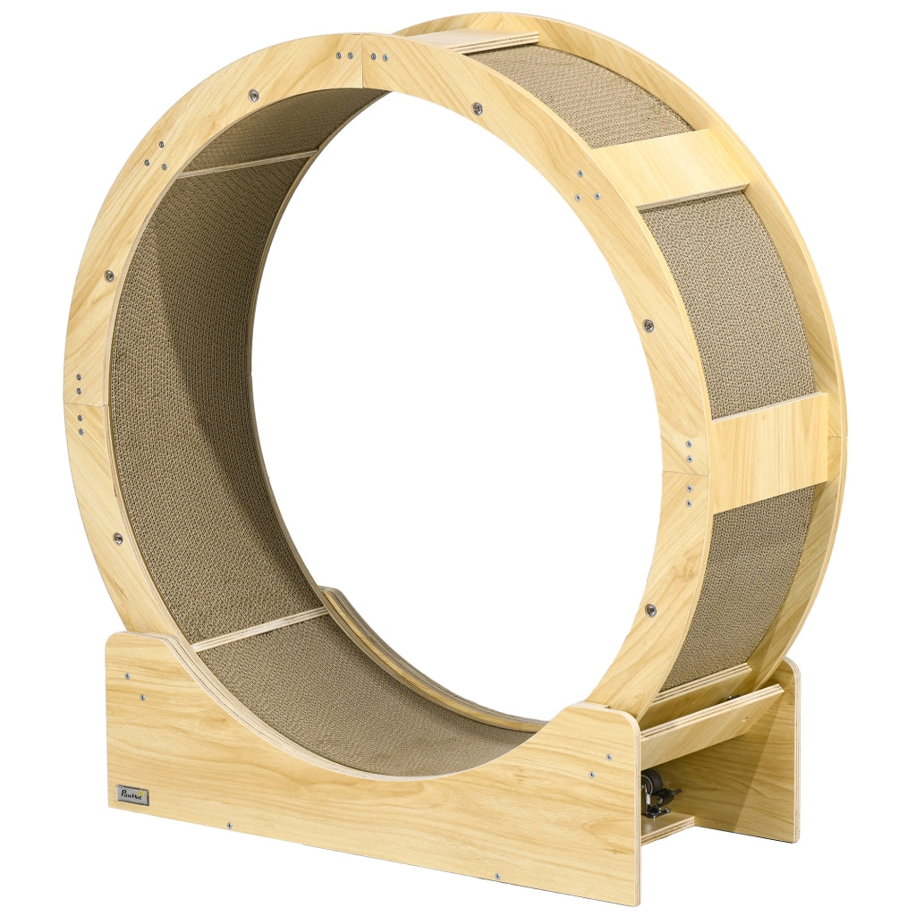 Ruota per Gatti 91 cm con Freno e Graffiatoio ¨C Minimal ¨C Legno Rovere