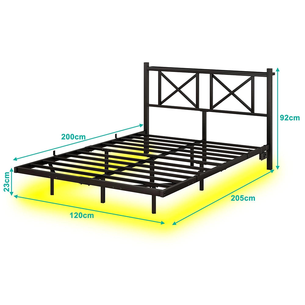 Letto doppio 120x200cm - Xylo - LED USB sospeso facile montaggio