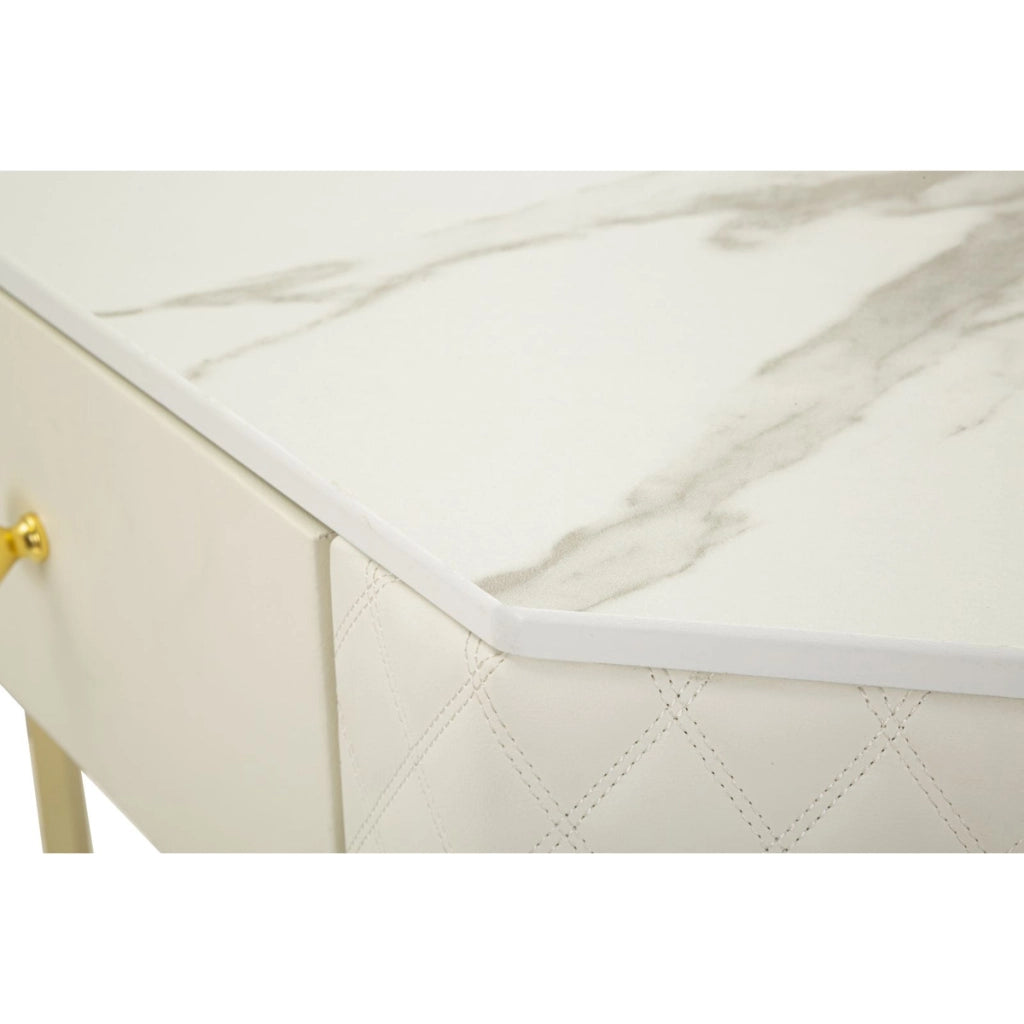 Tavolo Consolle VKH608, Bianco, Legno, 84,5x60x77 cm