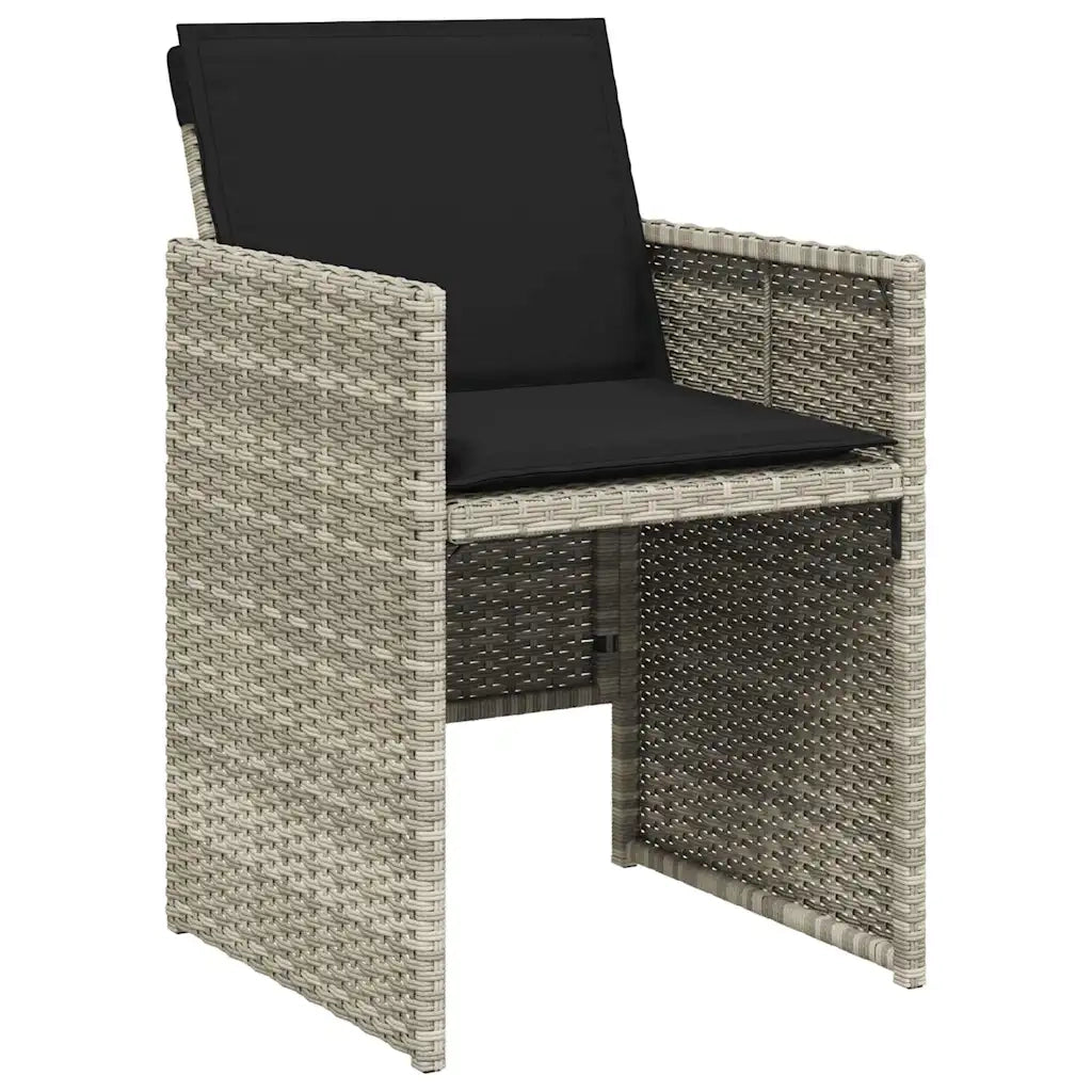 Set Pranzo da Giardino 5pz con Cuscini Grigio Chiaro Polyrattan 365087