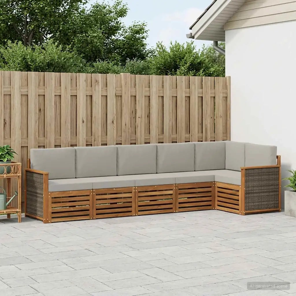 Set divano sezionale con cuscino 5 pcs Naturale e Grigio Chiaro 3384407