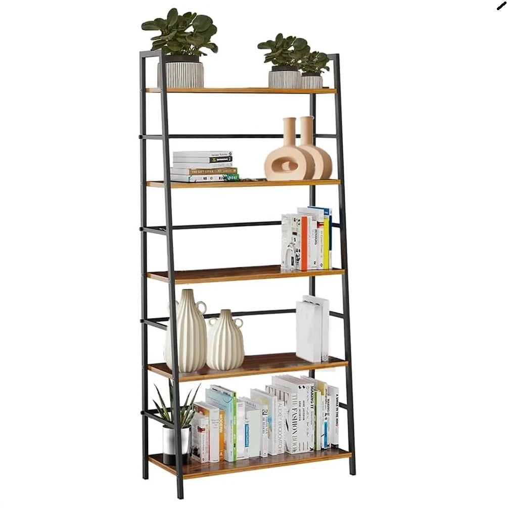 Scaffale Industrial 5 Livelli Mobile Libreria Unità di Mensole 74x34x163 cm Nero