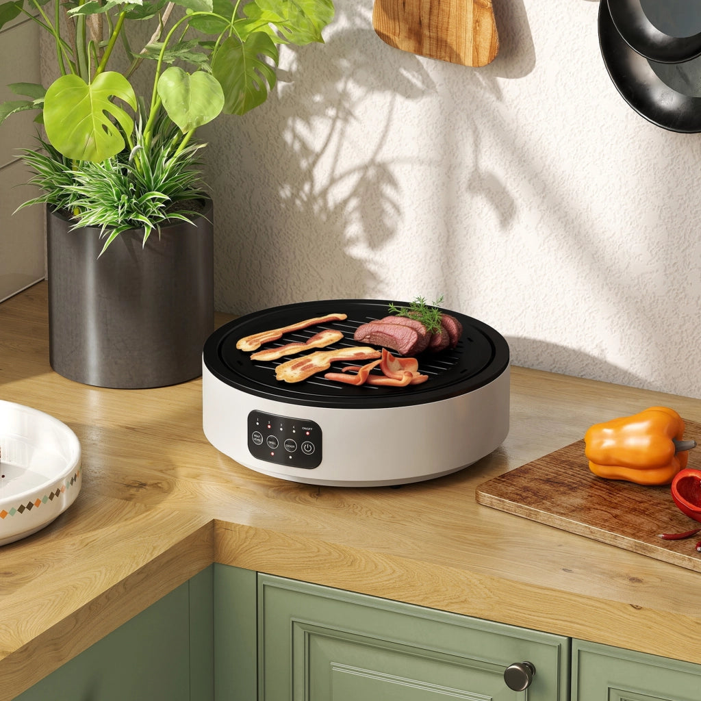 Piano cottura barbecue 2 in 1 ceramico ¨C zephmum ¨C 2000W 4 livelli bianco