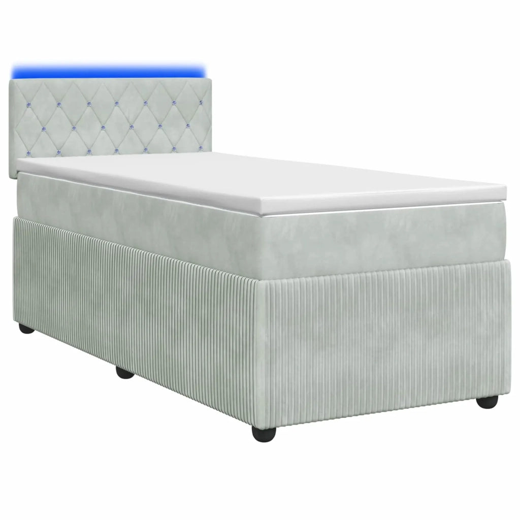 Letto con Box Spring, Materasso e LED Grigio Chiaro 90 x 190 cm 3453245