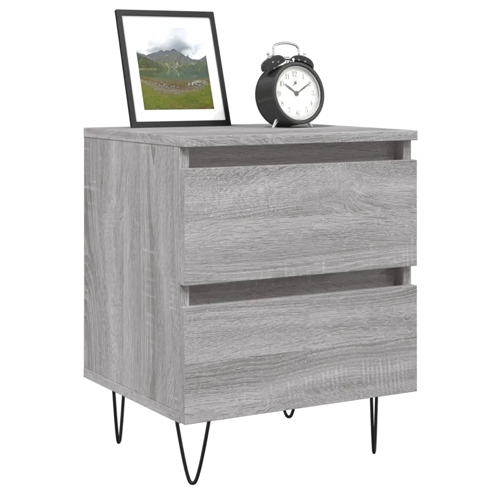 Comodini 2pz-Set di 2 Tavolino da notte Grigio Sonoma 40x35x50 cm in Legno Multistrato 362267