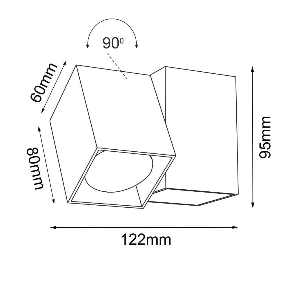 Faretto soffitto orientabile nero quadrato GU10 10W CUBE