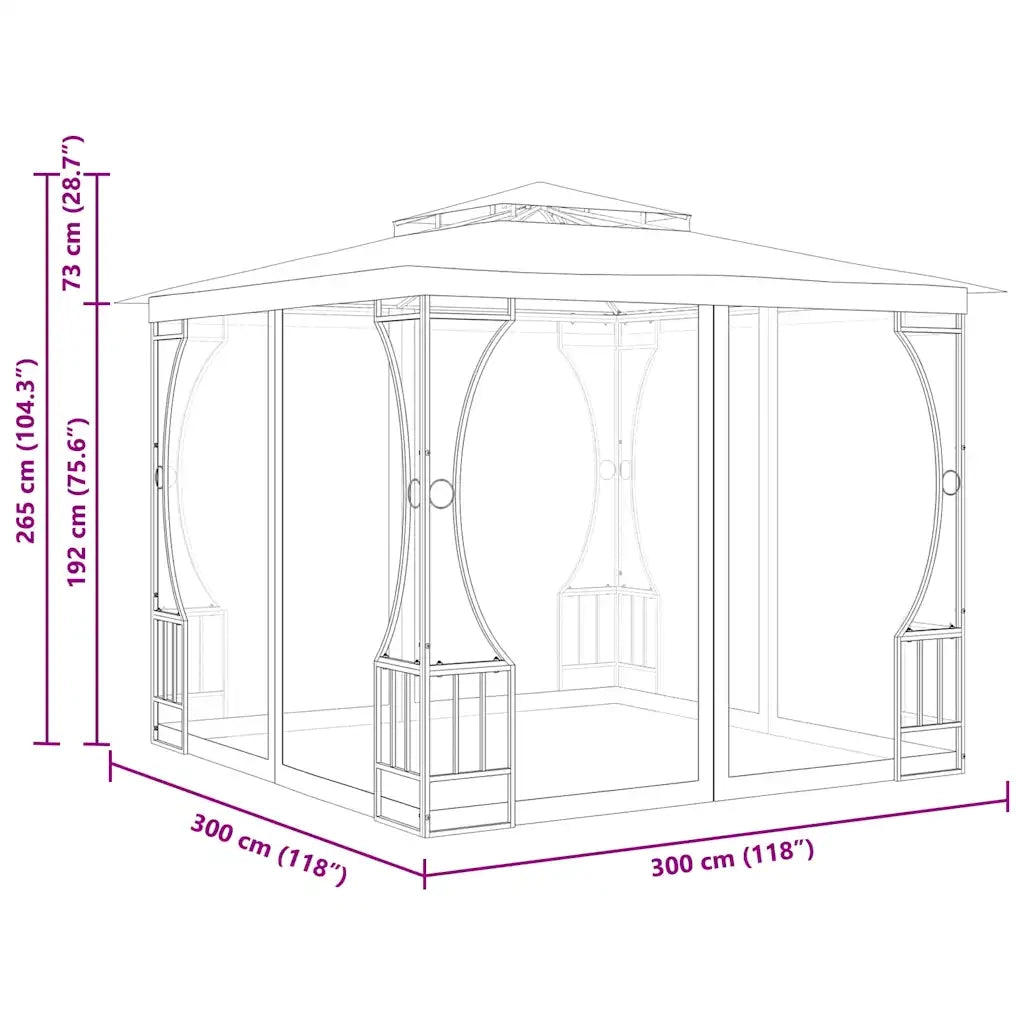 Gazebo con Rete 300x300x265 cm Antracite