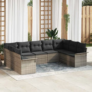 Set Divano da Giardino con cuscino Grigio polyrattan