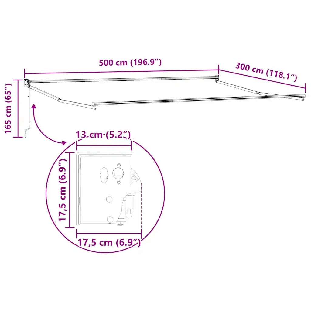 Tenda da Sole Antracite 5 x 3 m Metallo 362035