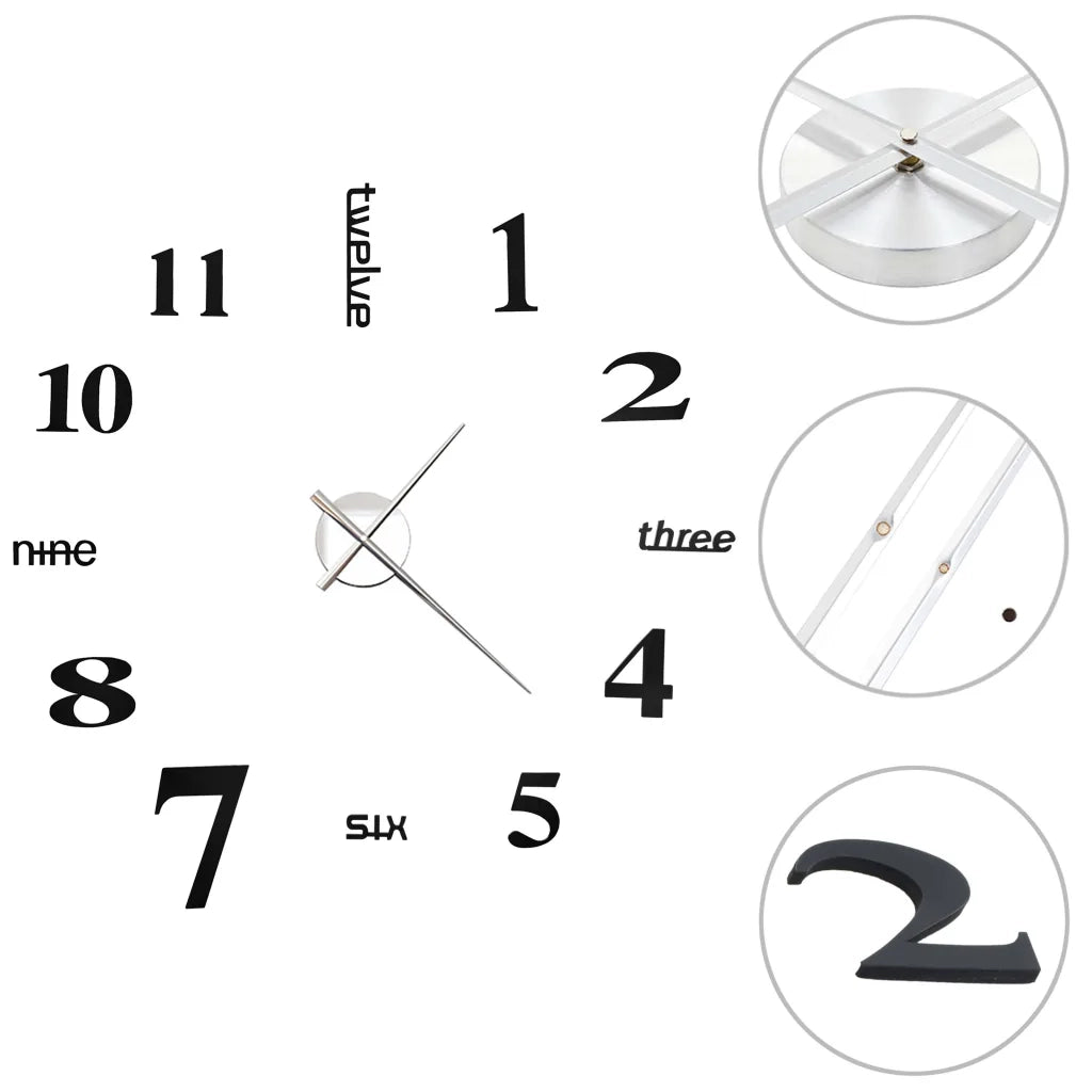Orologio da Parete 3D in Stile Moderno 100cm XXL Nero 50635