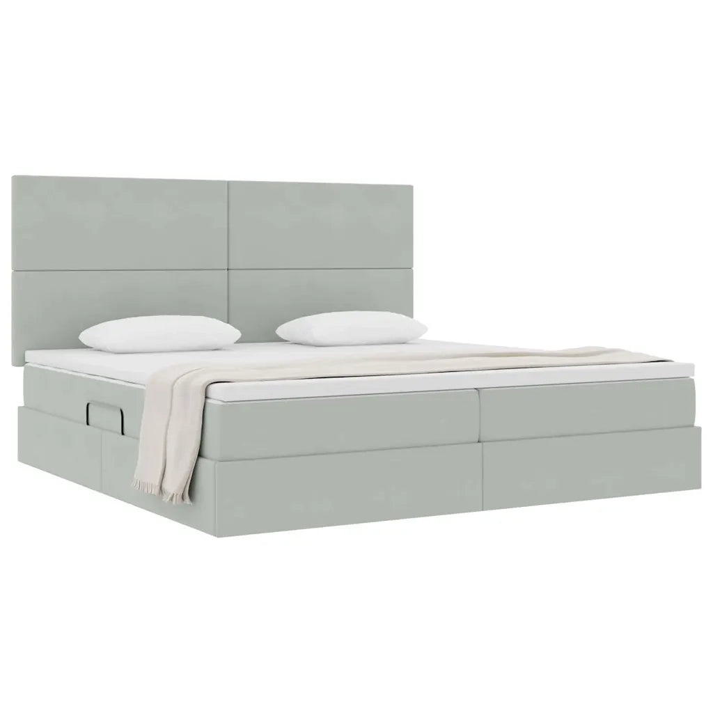 Letto con contenitore e materasso Grigio chiaro 200 x 200 cm 3371991