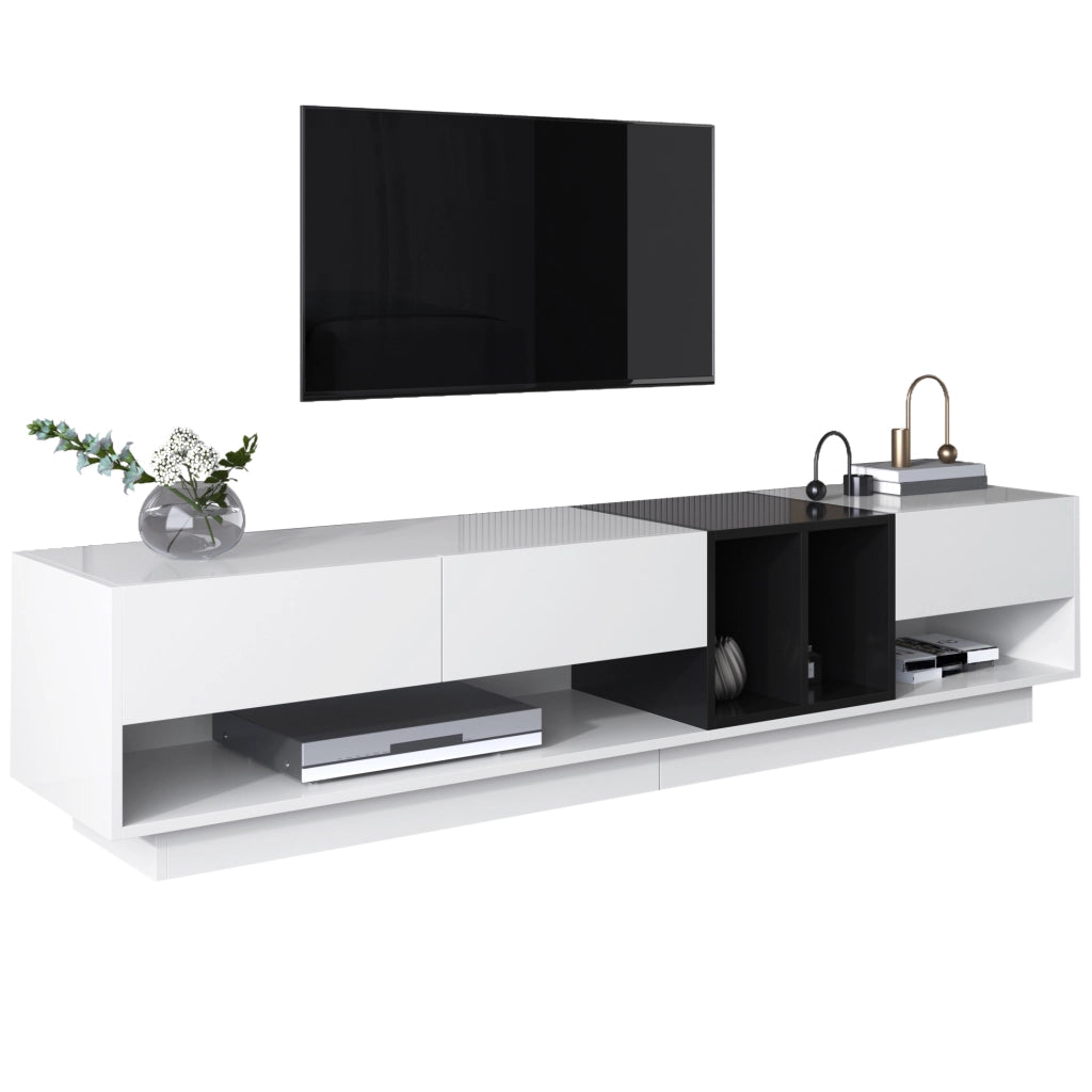 Mobile TV Lowboard ¨C MINIMAL ¨C Bianco Lucido e Nero, Cassetti e Vani