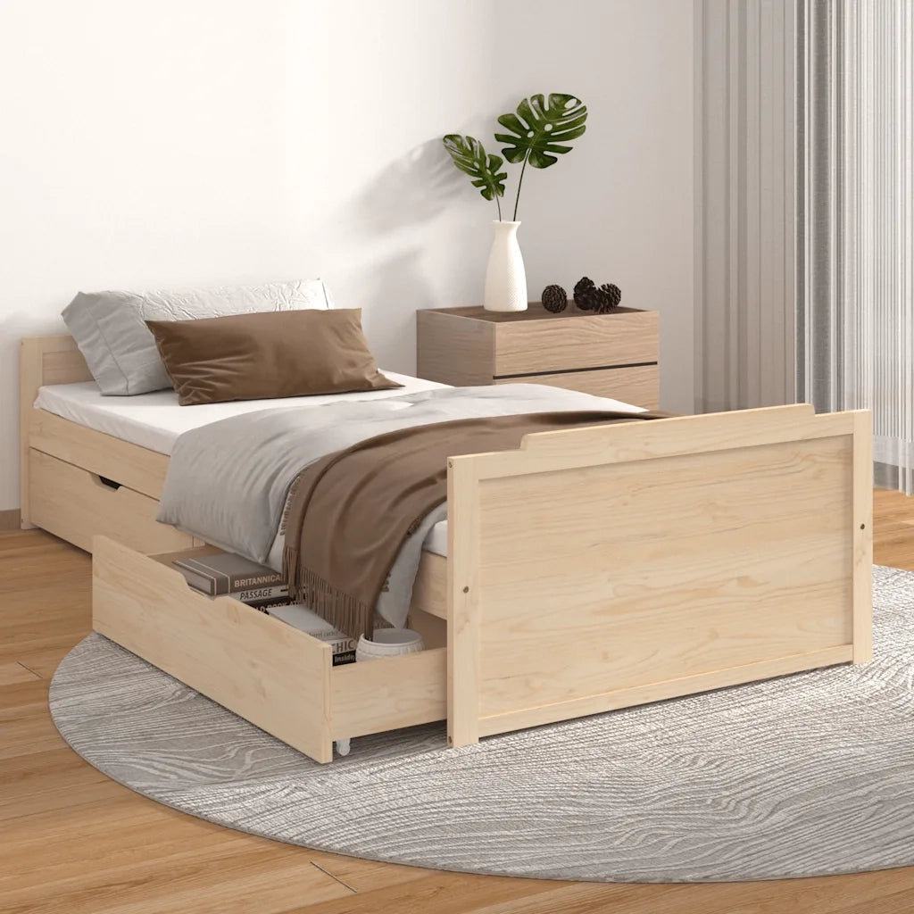 Giroletto con Cassetti in Legno Massello di Pino 90x200 cm 322159