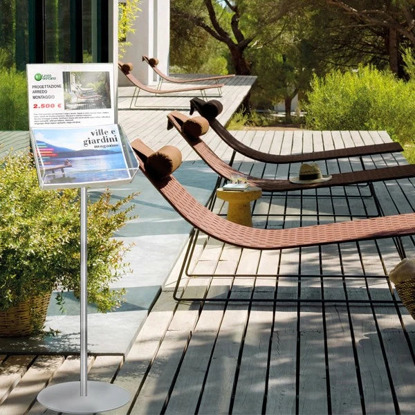 Espositore in plexiglass A4 orizzontale con Porta Avvisi