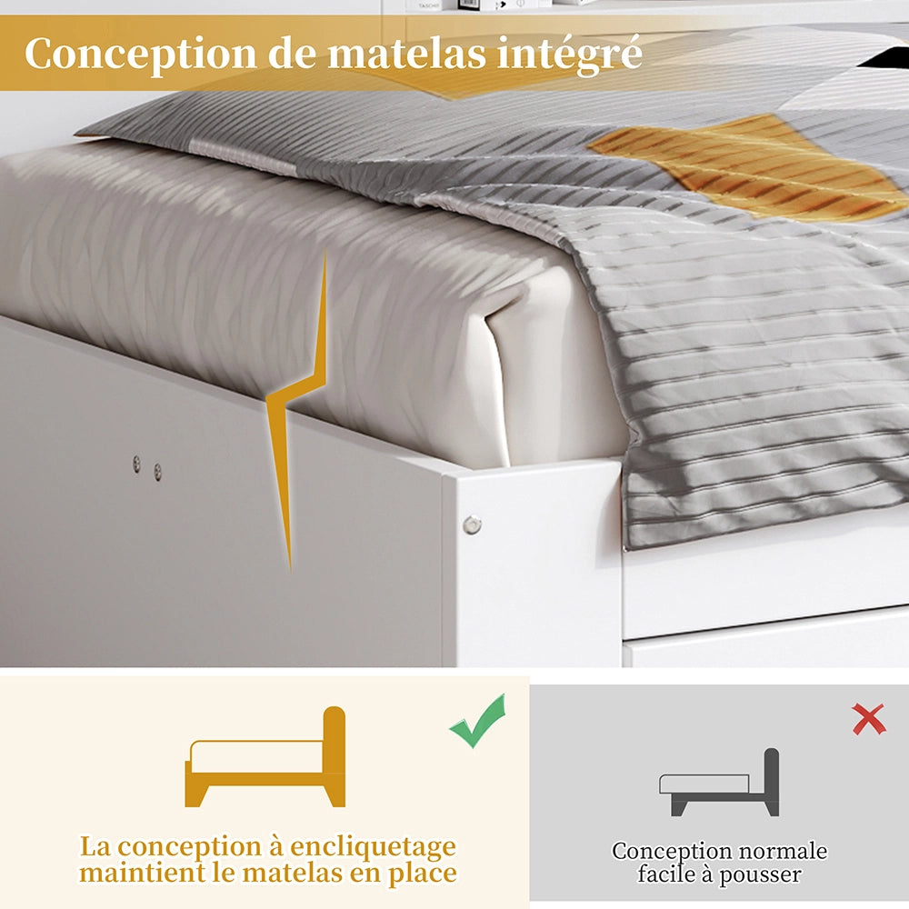 Letto bambini - Xylo - 90x200 cm contenitore bianco