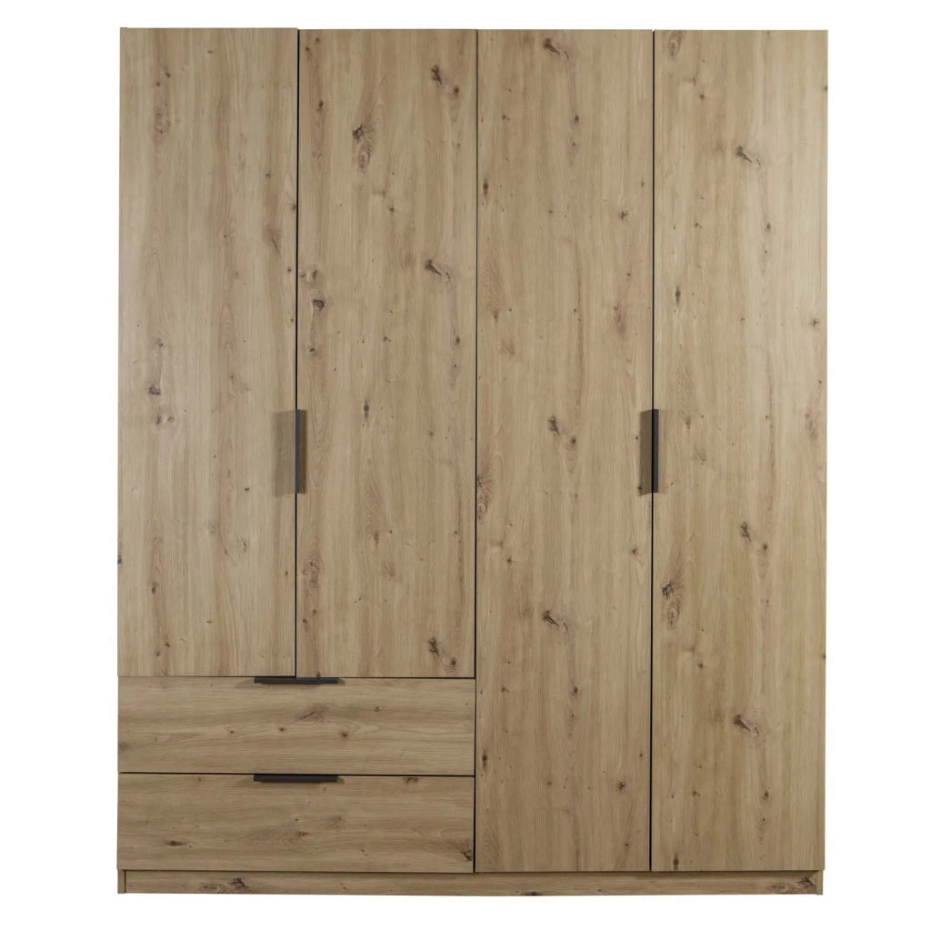 Armadio 4 ante e 2 cassetti cm 162x58 rovere artisan