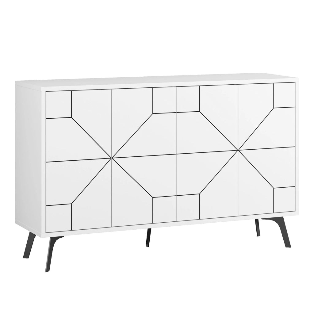 Credenza in legno "Dune" - 123 x 35 x 62 cm - Bianco