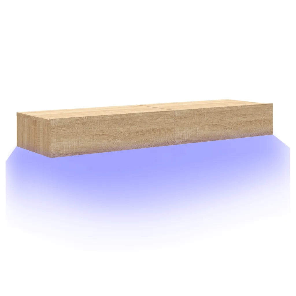 Mobili Porta TV con Luci LED 2pz | Armadietto TV | Mobile Porta TV Rovere Sonoma 60x35x15,5 cm