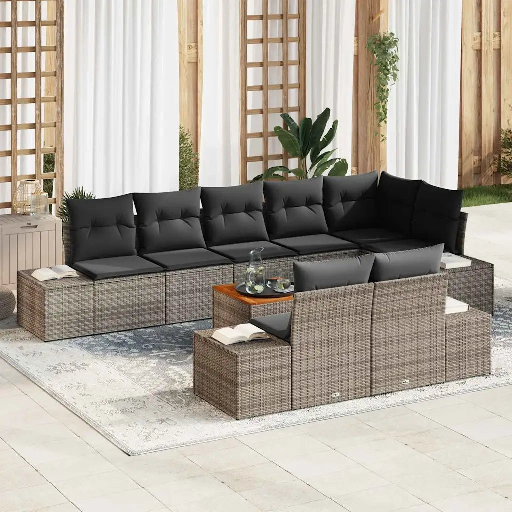 Set Divano da Giardino con archiviazione 9 pcs Grigio 3356641