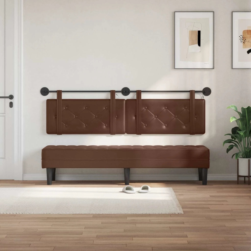 Testiera | Testata sospesa Con luce LED Marrone Similpelle