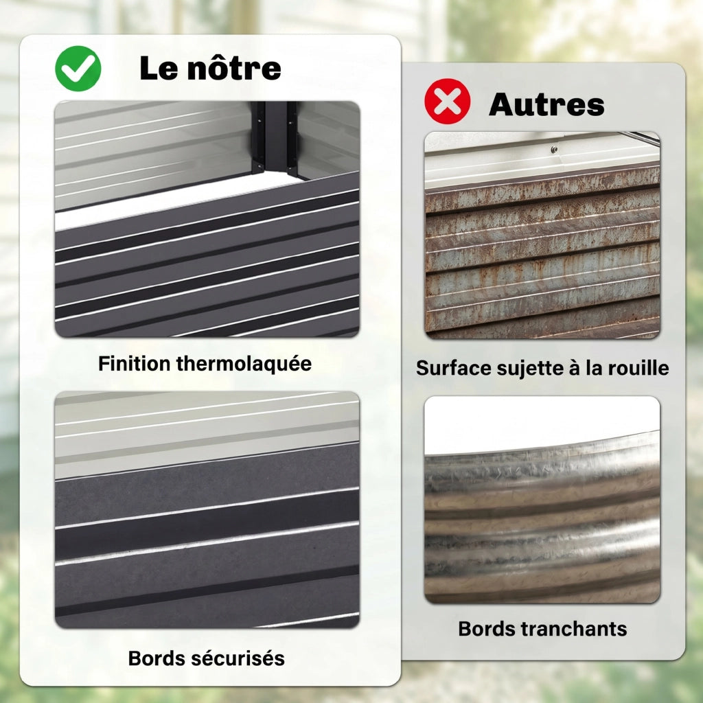 Letto da giardino rettangolare ¨C Minimal ¨C grigio acciaio ondulato 241x90x30 cm