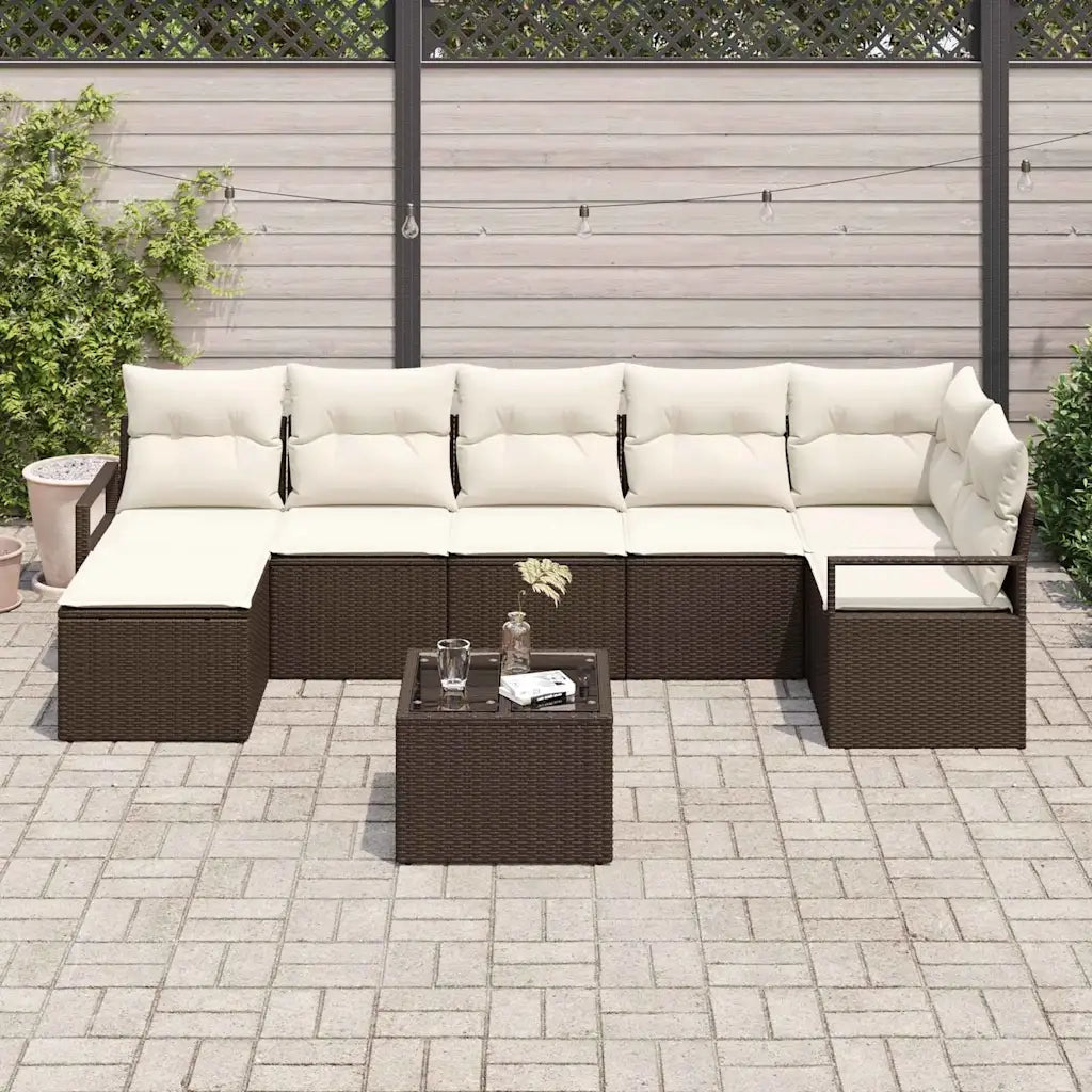 Set di divani 8 pcs Marrone polyrattan