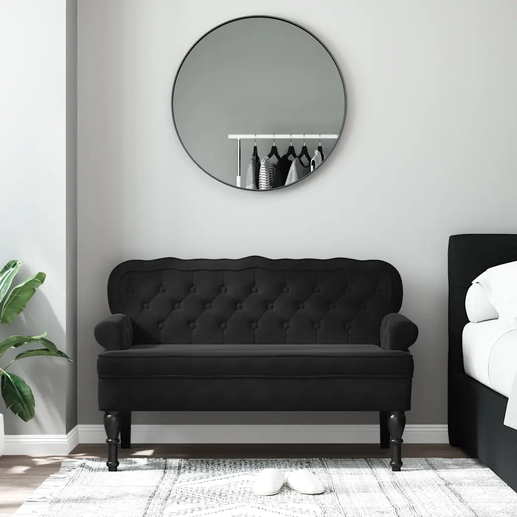 Panca con Schienale-Divano Sedia nera 119,5x64,5x75 cm in velluto