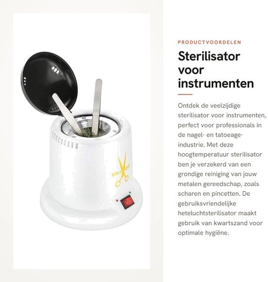 Sterilizzatore per strumenti - Sterilizzatore ad alta temperatura - Bianco - Sterilizzatore ad aria calda - Adatto per articoli per manicure e tatuaggi