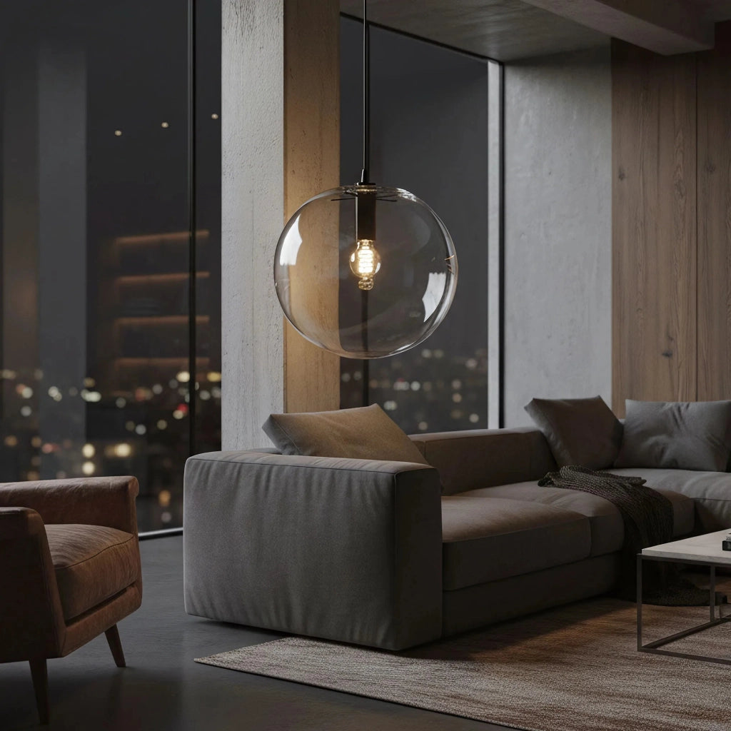 Lampada Da Soffitto Pensile Di Vetro Lassi Black 30 Cm