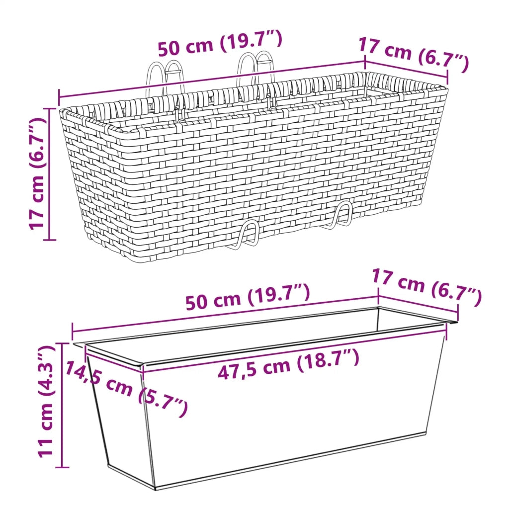 Ringhiera 2 pcs 50 x 17 x 17 cm Metallo 42026966