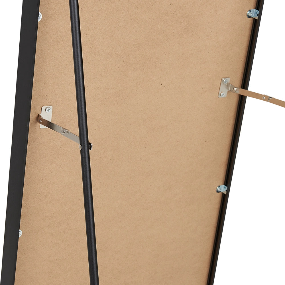 Specchio da terra ovale con telaio in metallo e supporto design moderno con cornice