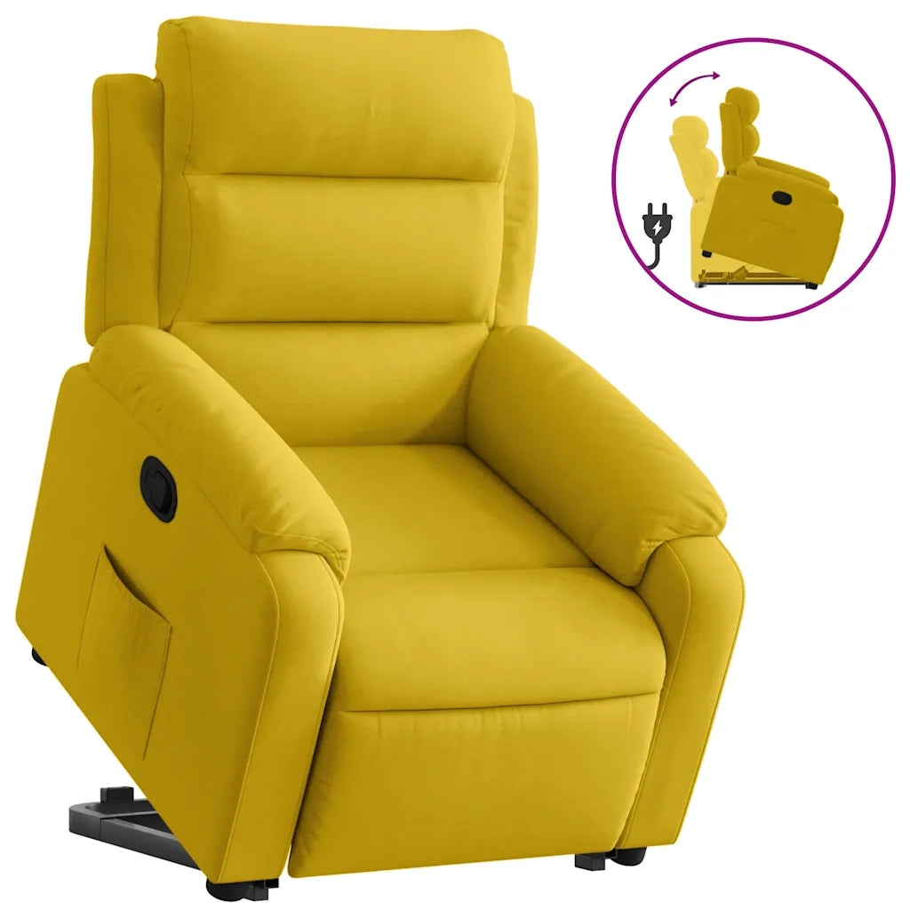 Poltrona Alzapersona Reclinabile Gialla in Velluto 3205099