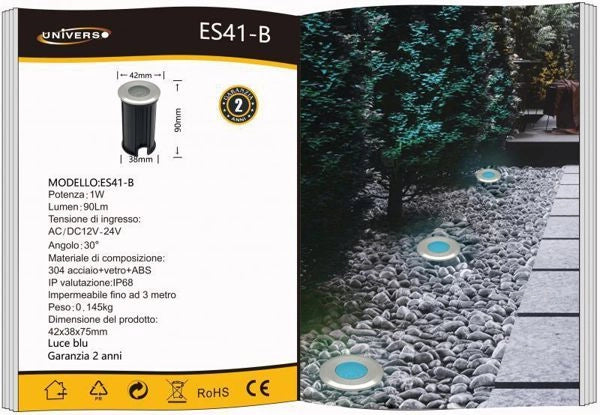 Segnapasso LED Incasso Calpestabile 12V/24 AC/DC 1W 45 Lumen  IP68