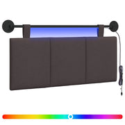 Testiera | Testata sospesa Con luce LED Marrone Scuro Tessuto