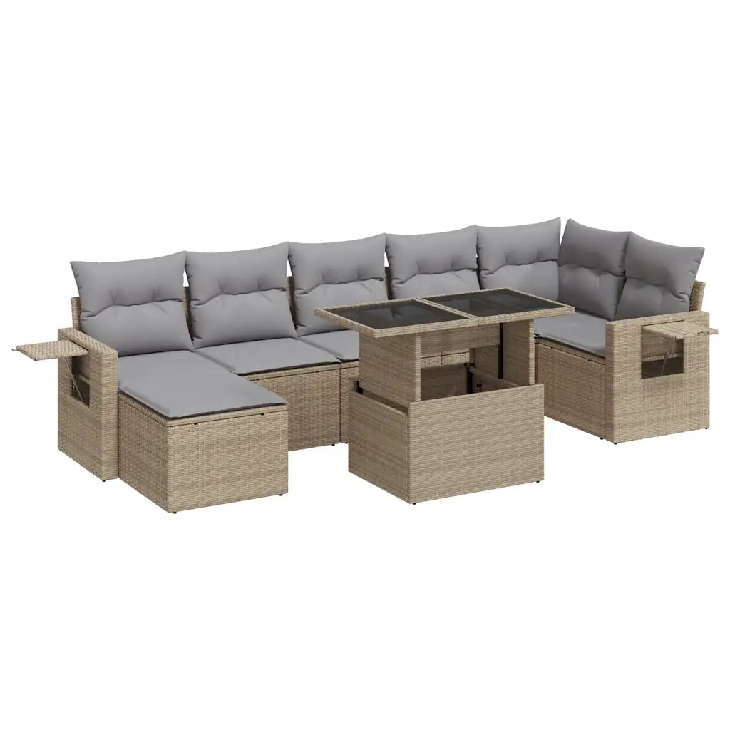 Set Divano da Giardino 8 pz con Cuscini Beige in Polyrattan 3326520