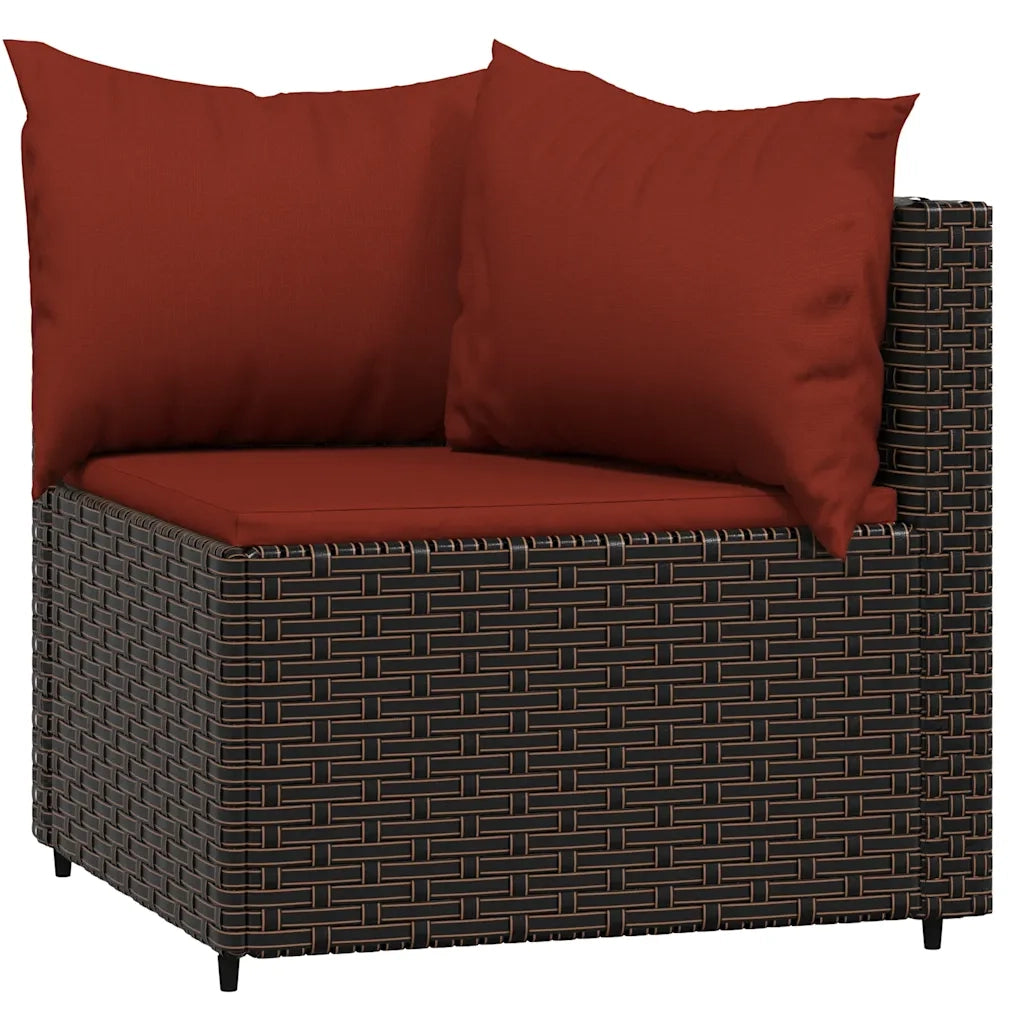 Divani Angolari da Giardino con Cuscini 2pz Polyrattan Marrone 319822