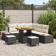 Set Divano da Giardino con cuscino 8 pcs Nero e Crema 3363300