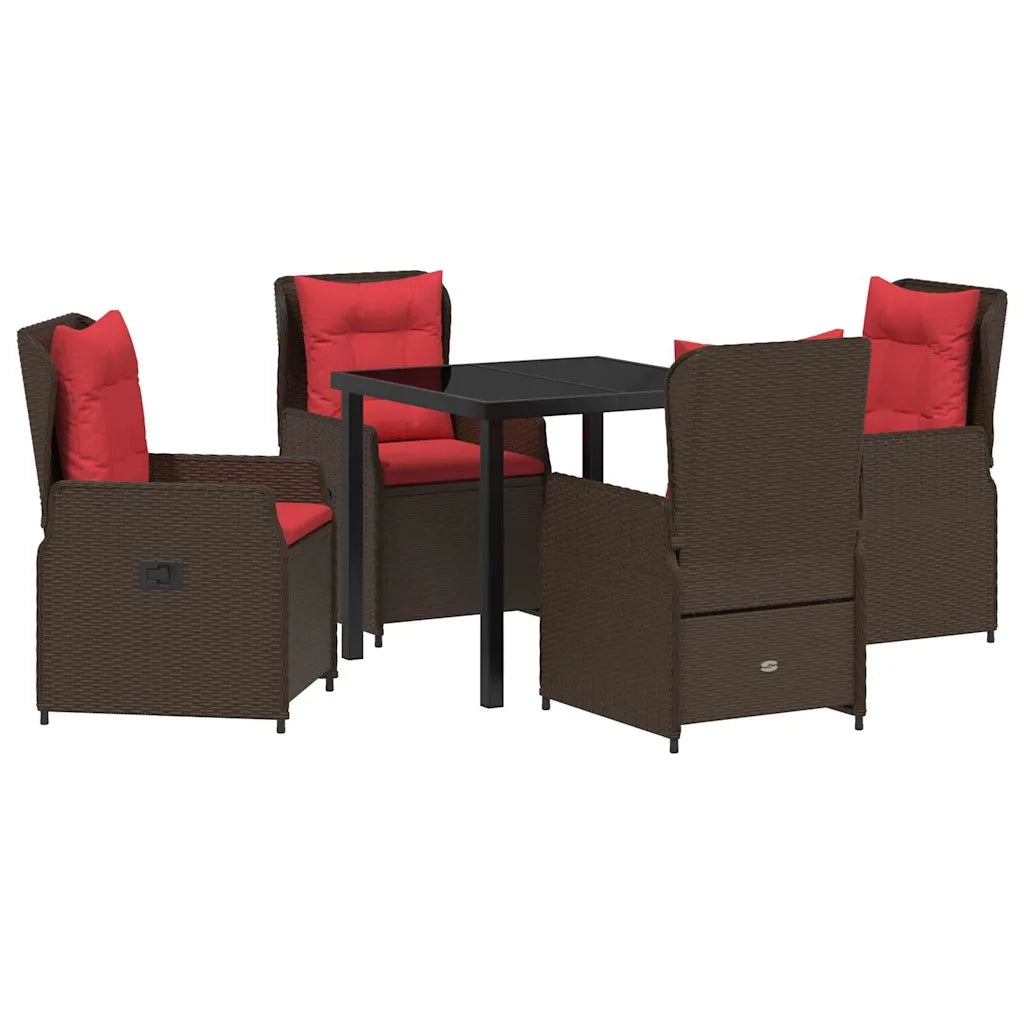 Set da Pranzo per Giardino 5 pcs Marrone Poly Rattan
