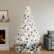Set Albero Natale Artificiale a Metà LED Palline Bianco 210cm 3077485