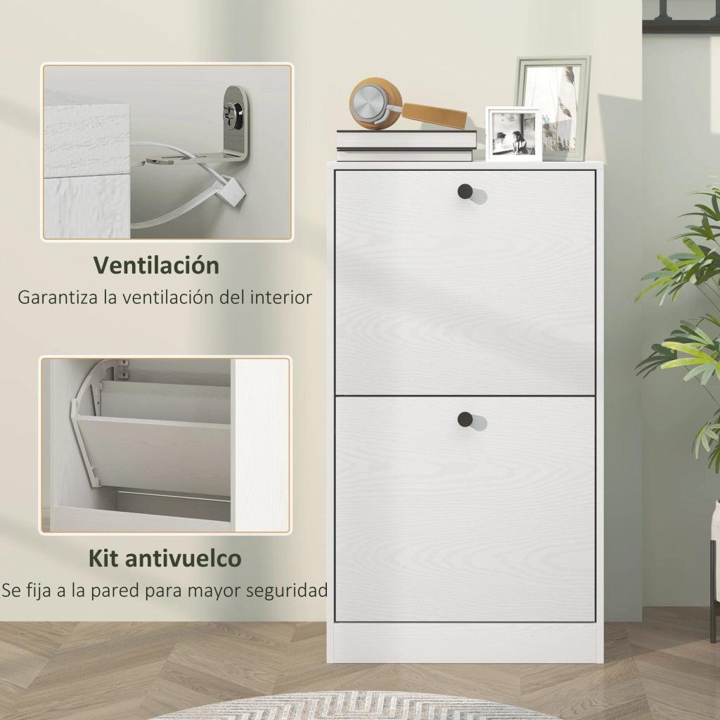 Scarpiera con Cassetti e Ripiani ¨C Minimal ¨C 47x26x85 cm Bianco Veteato