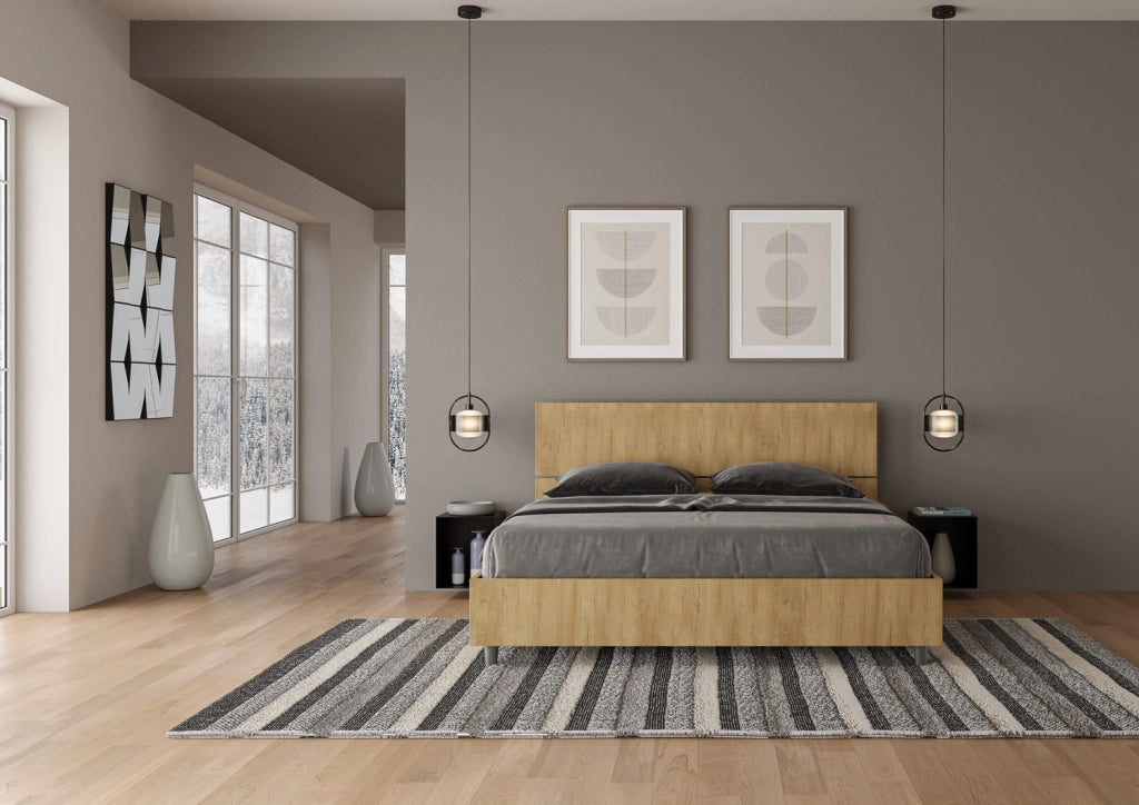 BS COM Letto matrimoniale contenitore 160x190 testata dritta quercia