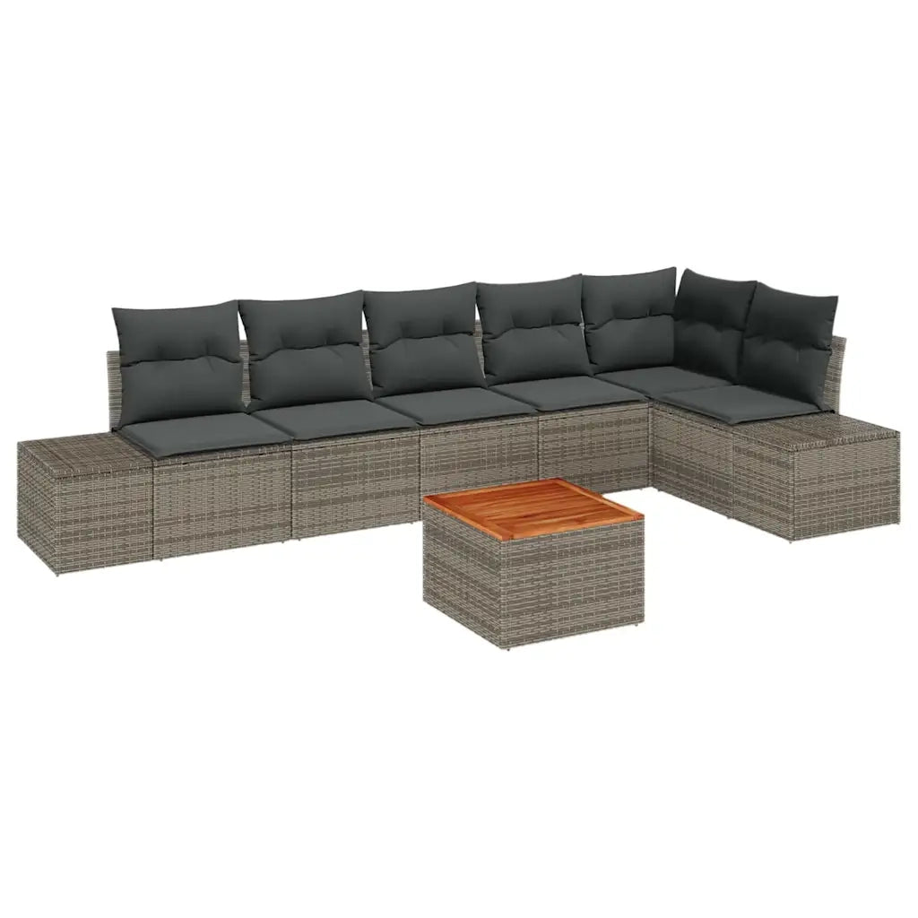 Set Divano da Giardino 7 pcs Grigio polyrattan