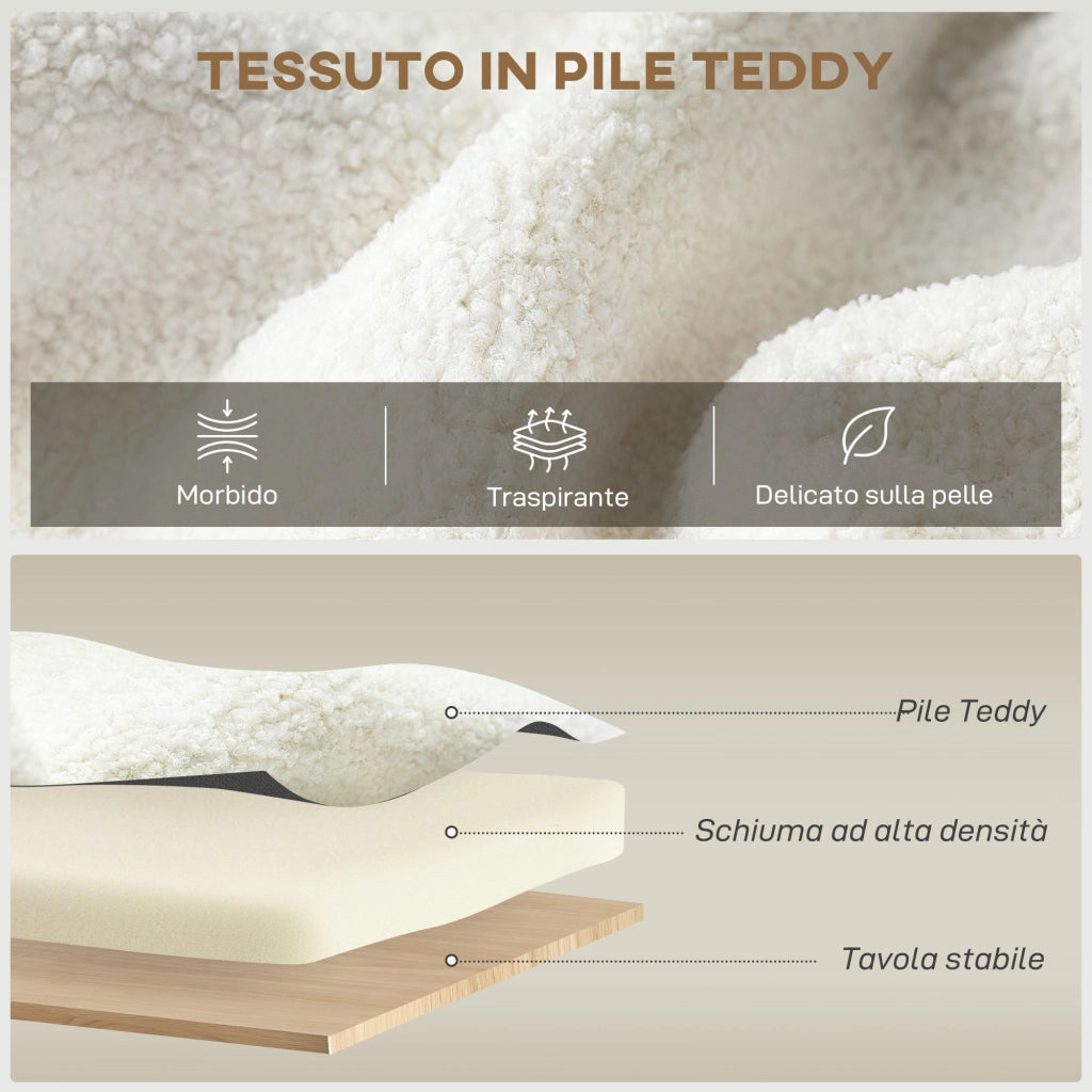 Poltrona Relax Moderna con Contenitore ¨C Xylo ¨C Rivestimento Pile Teddy Crema 76x77x95 cm