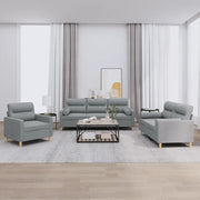 Set Divani 3 pz con Cuscini Grigio Chiaro in Tessuto