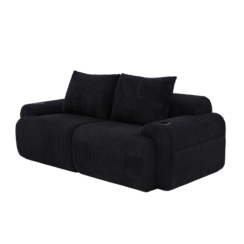 Divano Modulare 2 Posti con Contenitore e Porta Bicchieri ¨C MINIMAL ¨C Nero