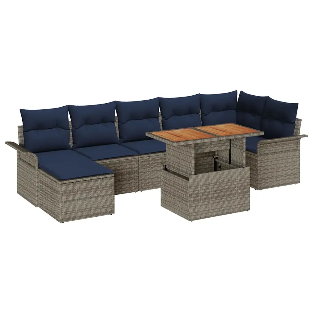 Set Divano da Giardino 8 pcs Grigio Poly Rattan 3358103