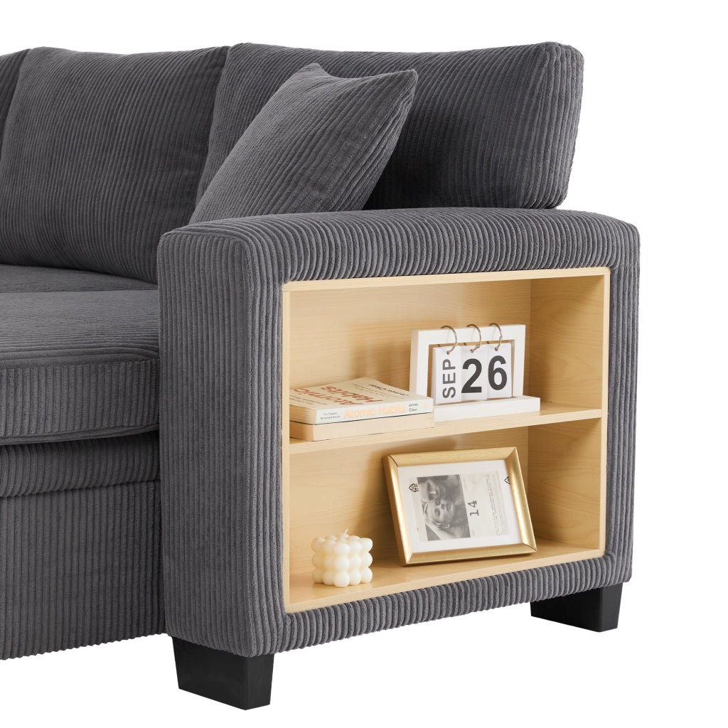 Sofa letto angolare - Zephmum - L, 3 posti - USB, braccioli, vano